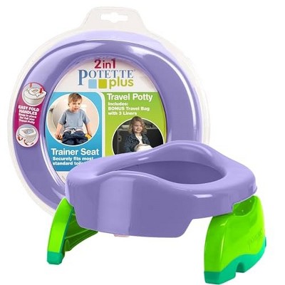 Kalencom Potette Plus 2-in-1 Travel Potty and Trainer Seat - Dual-Purpose Potty Training Toilet Seat - Portable Potty for Toddler Travel - with Durable, Lock-in Legs and Splash Guard