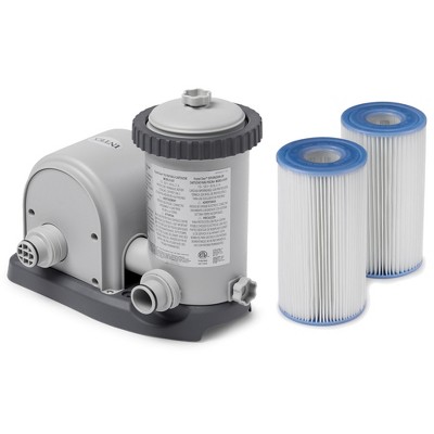Intex 1500 GPH Easy Set Pool Filter Pump System for Above Ground Swimming Pools with GFCI and Type A or C Filter Cartridge Replacements (2 Pack)