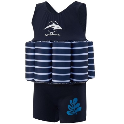 Konfidence Learn to Swim Floatsuit in Navy Breton Stripe