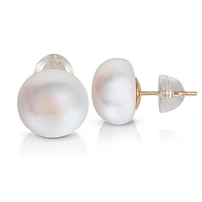 Bella Leora Pearl Earrings: White AAA Freshwater - 14k Gold Studs