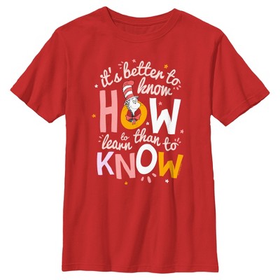 Boy's Dr. Seuss Cat in the Hat It's Better to Know Quote T-Shirt