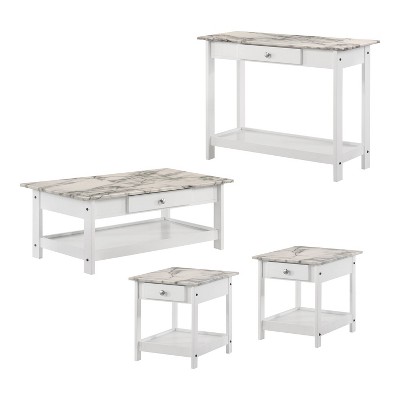 4pc Minsay Transitional Faux Marble Top Storage Coffee Table Set - HOMES: Inside + Out