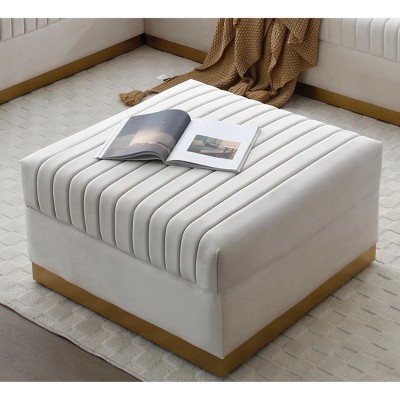 CAVINAS Ottoman Bench Contemporary Tufted Velvet Ottoman Foot Rest for Living Room