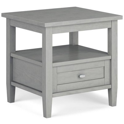 WyndenHall Norfolk End Table Fog Gray: Transitional Style, Pine Material, Drawer Storage, 50lb Capacity