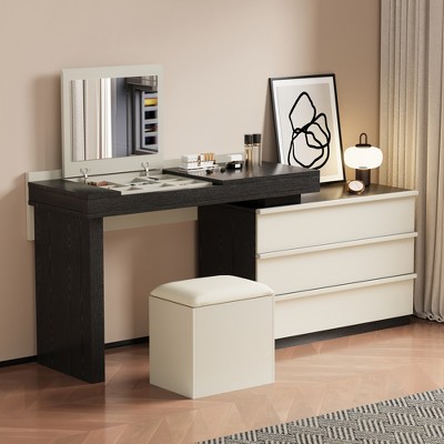 Luck Live vanities expandable modern vanity table with soft stool