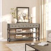 3 Tier Entryway Table, Console Table with 3 Storage Drawers, 52" Industrial Metal Sofa Table, Behind Couch Table, Hallway Table for Living Room-Grey - 3 of 4