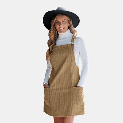 Women's Corduroy Front Pocket Overalls Mini Dress - Cupshe