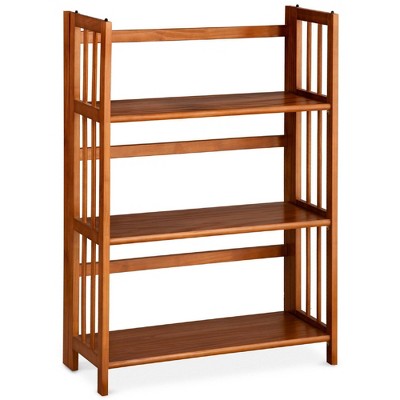 38" Folding 3 Tier Bookshelf Stackable - Flora Home