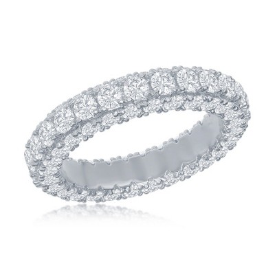 Bella Silver Sterling Silver, All around, Triple Row CZ, Eternity Band - Available Sizes:  9 ,  8 ,  7 ,  6 ,  5 ,  10