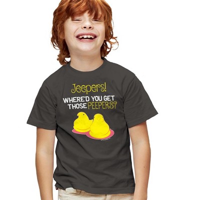 Easter Jeepers Where'd You Get Those Peepers Kids T-Shirt For Youth Charcoal