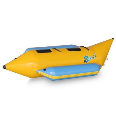 Inflatable Banana Boat for Water Fun with Reinforced Seats, Foot Pump + Storage Bag, Tough & Thick Design