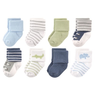 Luvable Friends Baby Boy Newborn and Baby Terry Socks, Safari