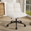 Costway Cross Legged Chair with Wheels Padded Seat Adjustable Height for Bedroom Beige/Gray - 2 of 4