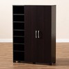 Marine Finished 2 Door Wood Entryway Shoe Storage Cabinet with Open Shelves Brown - Baxton Studio: Organizer for Closet, Wenge Finish - 4 of 4