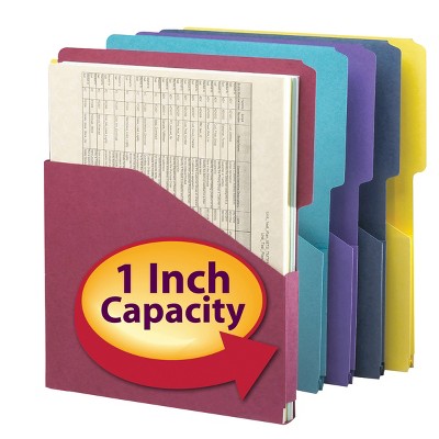 Smead Organized Up  Expanding Slash Jacket, 2/5-Cut Tab, 1" Expansion, Letter Size, Assorted Colors, 5 per Pack (75445)