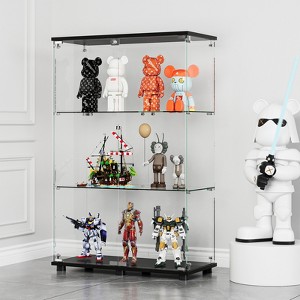 ROOMTEC Glass Display Cabinet, Double Doors, Floor Standing Display Cage, for Living Room Bedroom Office,  Black - 1 of 4