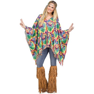 Fun World Womens Tie Dye Hippie Costume - One Size Fits Most - Multicolored
