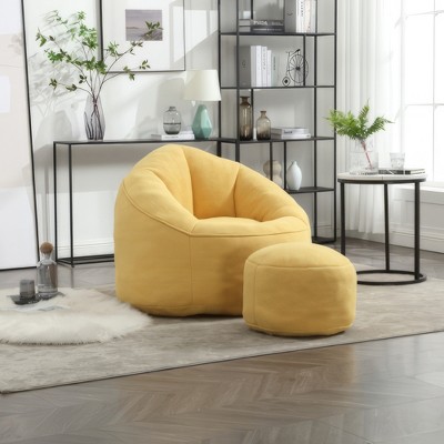 Airsurfer Bean Bag Chair for Adults with Footrest - Soft Padded Cover, Ideal for Bedroom, Dorm, Gaming or Living Room