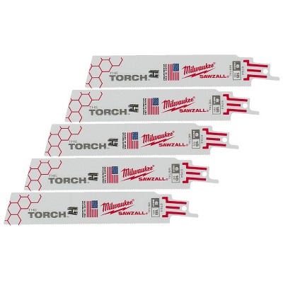 Milwaukee 48-00-5784 6" 18 TPI The Torch SAWZALL Reciprocating Saw Blades (5 Pack)