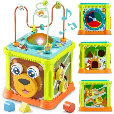 Joyfy Wooden Activity Cube, JungleMontessori Toys, Baby Educational Learning Toys for Toddlers 1 2 3 Year Old, Easter Birthday Gift for Boys Girls