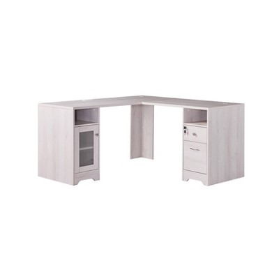 Ghally Locking Drawer L-Shape Desk with USB Ports - miBasics
