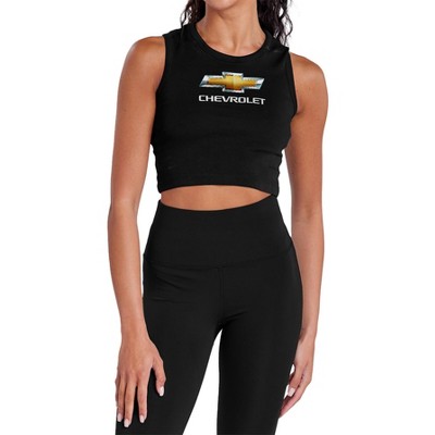 Women's Chevrolets Chevy Bowtie Stacked Sleeveless Crop Top Tank