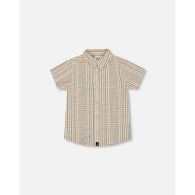 Deux par Deux Boy Short Sleeve Button Down Shirt Plaid - 2 Years