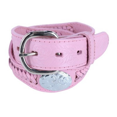 CTM Girls Rose Concho Leather Belt