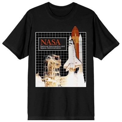 NASA Space Shuttle Launch Space Center Crew Neck Short Sleeve Men's Black T-shirt