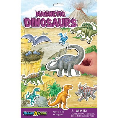 PlayMonster Create-a-Scene Magnetic Dinosaurs Playset, Multicolor, Ages 3+, Magnetic Activity Set