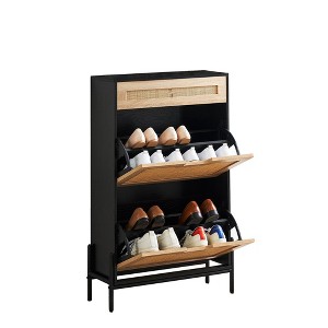 Natural Rattan  Shoe Cabinet Organizer Freestanding - 1 of 4