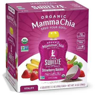 Mamma Chia Organic Strawberry Banana Chia Squeeze Vitality Snack - 14oz/4ct