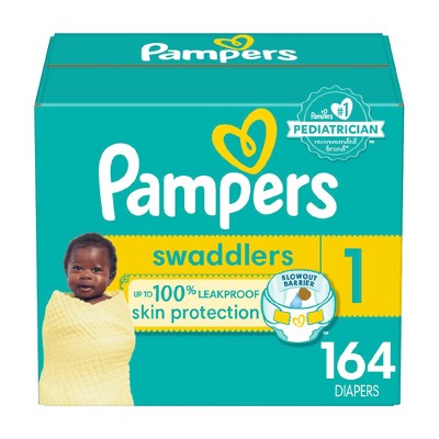 Pampers Swaddlers Soft Sensitive Skin Baby Diapers - Size 1 - 164ct
