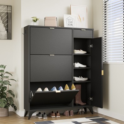 ELECWISH Slim Freestanding Shoe Storage Cabinet 22 Pair Shoe Rack Organizer with 3 Flip Drawers for Entryway