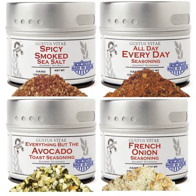 Home Chef Flavor Kit - 4 Tins | Gourmet Seasoning Set | Gustus Vitae
