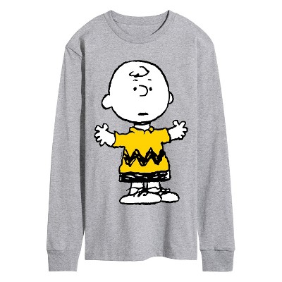 Men's - Peanuts - Charlie Brown Standing- Men's Long Sleeve Graphic T-Shirt Long Sleeve Graphic T-Shirt