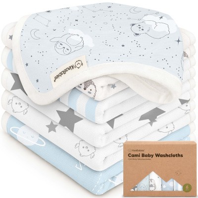 6-Pack Cami Baby Washcloths for Newborn, Organic Cotton Face Wash Cloths for Babies, Soft & Absorbent Baby Bath Towels