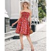 LA LEELA Women's Casual Beach Christmas A line Slit Smocked Mini Dresses Tube Top Evening Short Strapless Santa Dress for Women L-XL Red - 3 of 4
