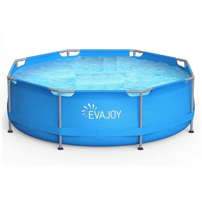 EVAJOY 10ft X 30in Metal Frame Above Ground Swimming Pool with Steel Frame Blue