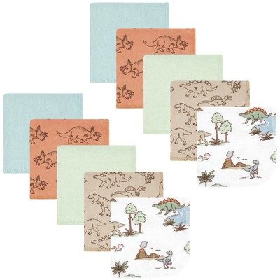 Hudson Baby Flannel Washcloths, Dinosaur Adventures 10Pk, One Size