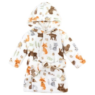 Hudson Baby Plush Animal Face Bathrobe, Woodland, 0-9 Months