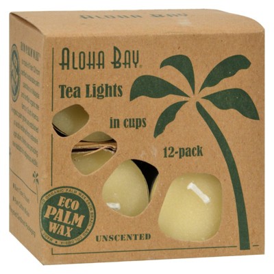 Aloha Bay Cream Unscented Tea Light Candles- 12 ct