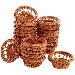 Bright Creations 24 Pack Mini Woven Baskets for Treats and Easter Decor, Brown (3.1 x 1.2 Inches) - 1 of 4