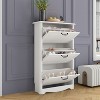 FUFU&GAGA White European Style 3-Tier Flip-Drawer Shoe Cabinet - 3 of 4