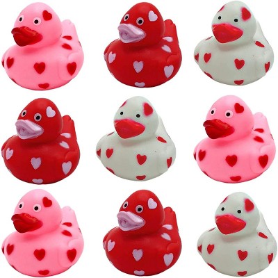4E's Novelty Valentine's Day Rubber Ducks (24 Pack) - Heart-Themed Duckies, Classroom Gifts & Party Favors