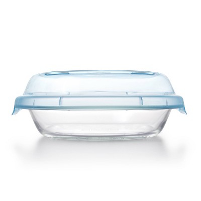 OXO Glass Deep Dish Pie Plate with Lid: Round Pie Pan & Carrier, Dishwasher-Safe, 44.8 Volume Capacity