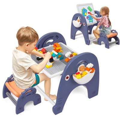 Easel for Kids, Toddler Easel with Building Block Table, Kids Standing Art Easel with Painting Accessories