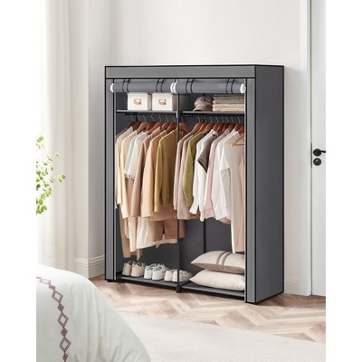 SONGMICS Closet Wardrobe, Portable Closet for Bedroom, Clothes Rail with Non-Woven Fabric Cover, Clothes Storage Organizer, 55.1 x 16.9 x 68.5 Inches