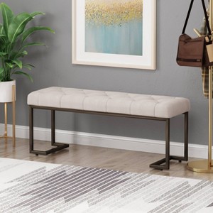 Galileo Modern Bench Beige: Christopher Knight Home, Upholstered Entryway Seating, Button-Tufted - 1 of 4