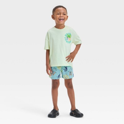 Toddler Boys' 2pc Bluey Hooray Sunshine T-Shirt & Shorts Set - Green